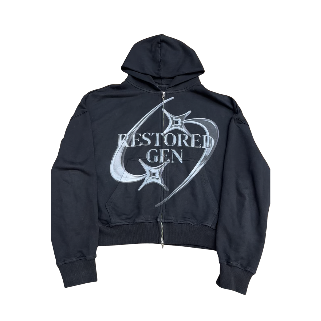 "LOVED FIRST" DOUBLE ZIP UP HOODIE